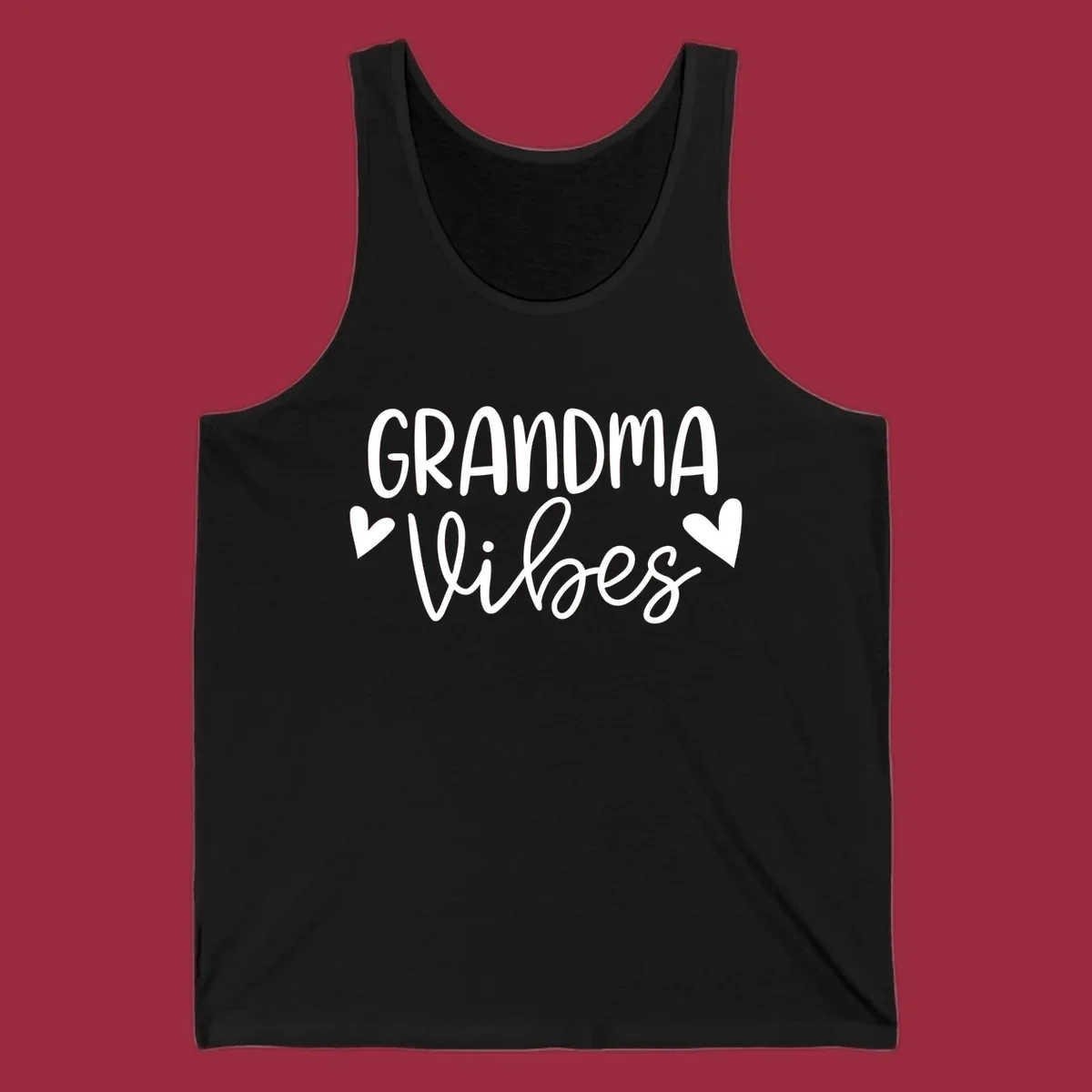 Grandma Vibes text with heart icons. Grandma-vibes.