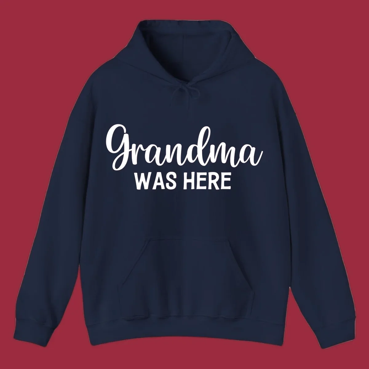 Grandma Was Here typography design with script and block text.