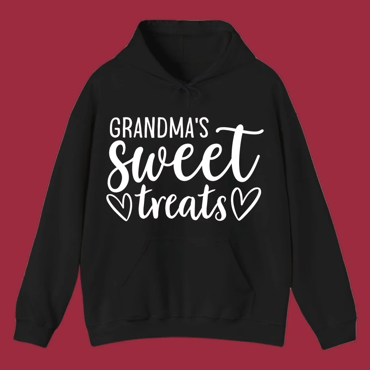 Grandma's Sweet Treats text design with heart outlines.