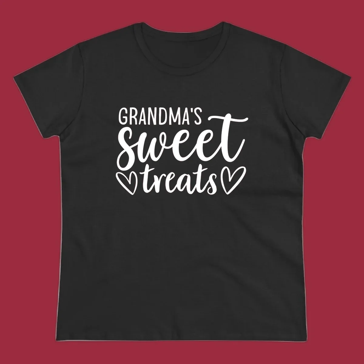 Grandma's Sweet Treats text design with heart outlines.