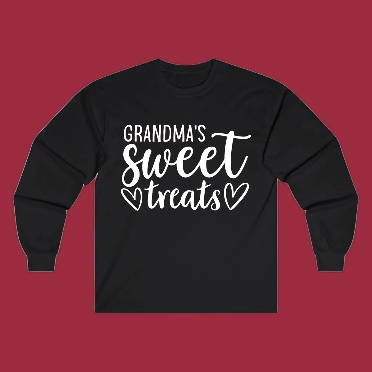 Grandma's Sweet Treats text design with heart outlines.