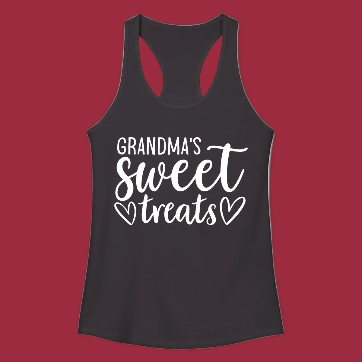 Grandma's Sweet Treats text design with heart outlines.