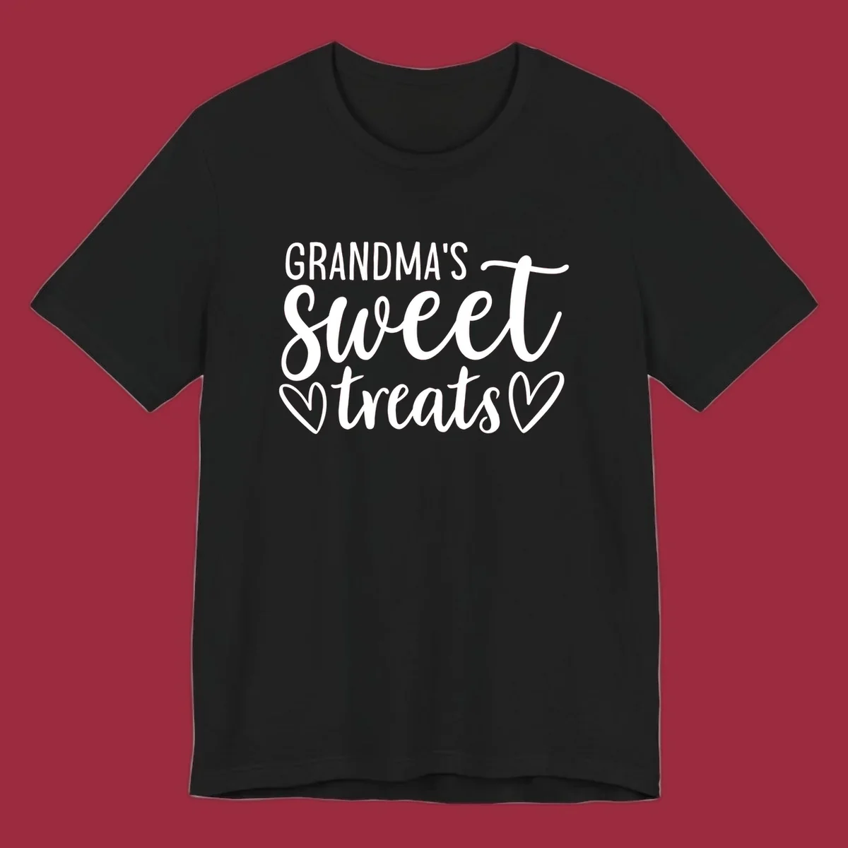 Grandma's Sweet Treats text design with heart outlines.
