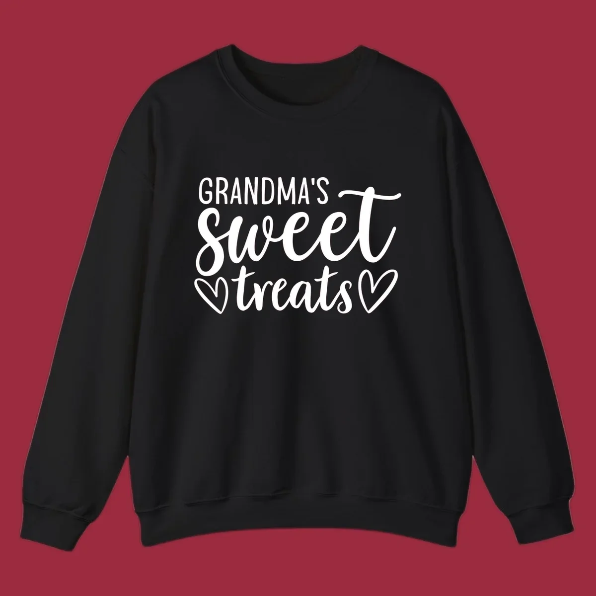 Grandma's Sweet Treats text design with heart outlines.