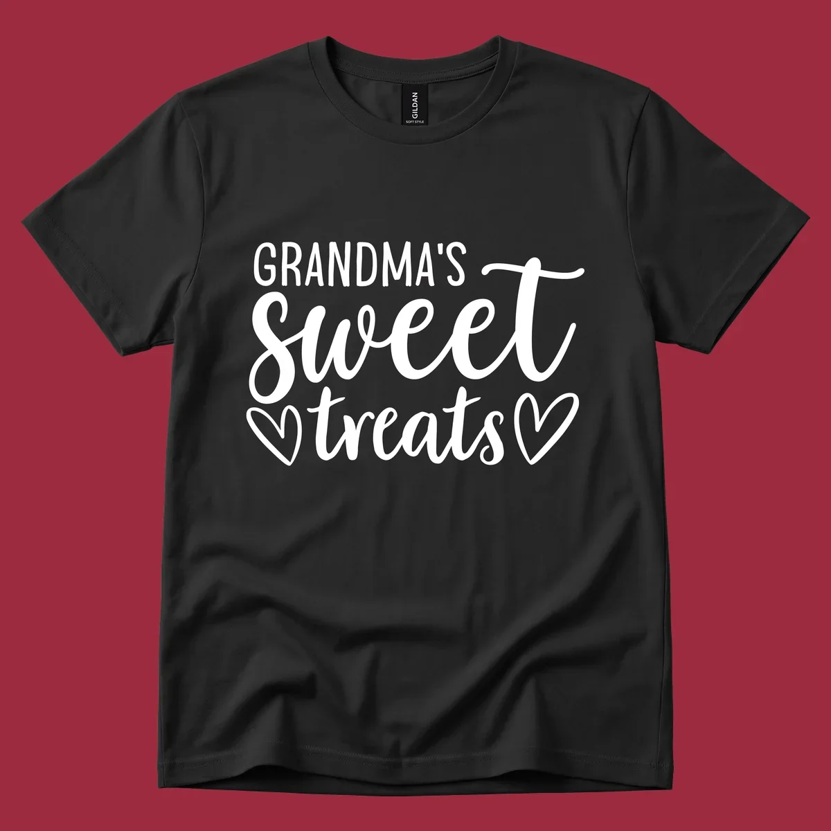 Grandma's Sweet Treats text design with heart outlines.