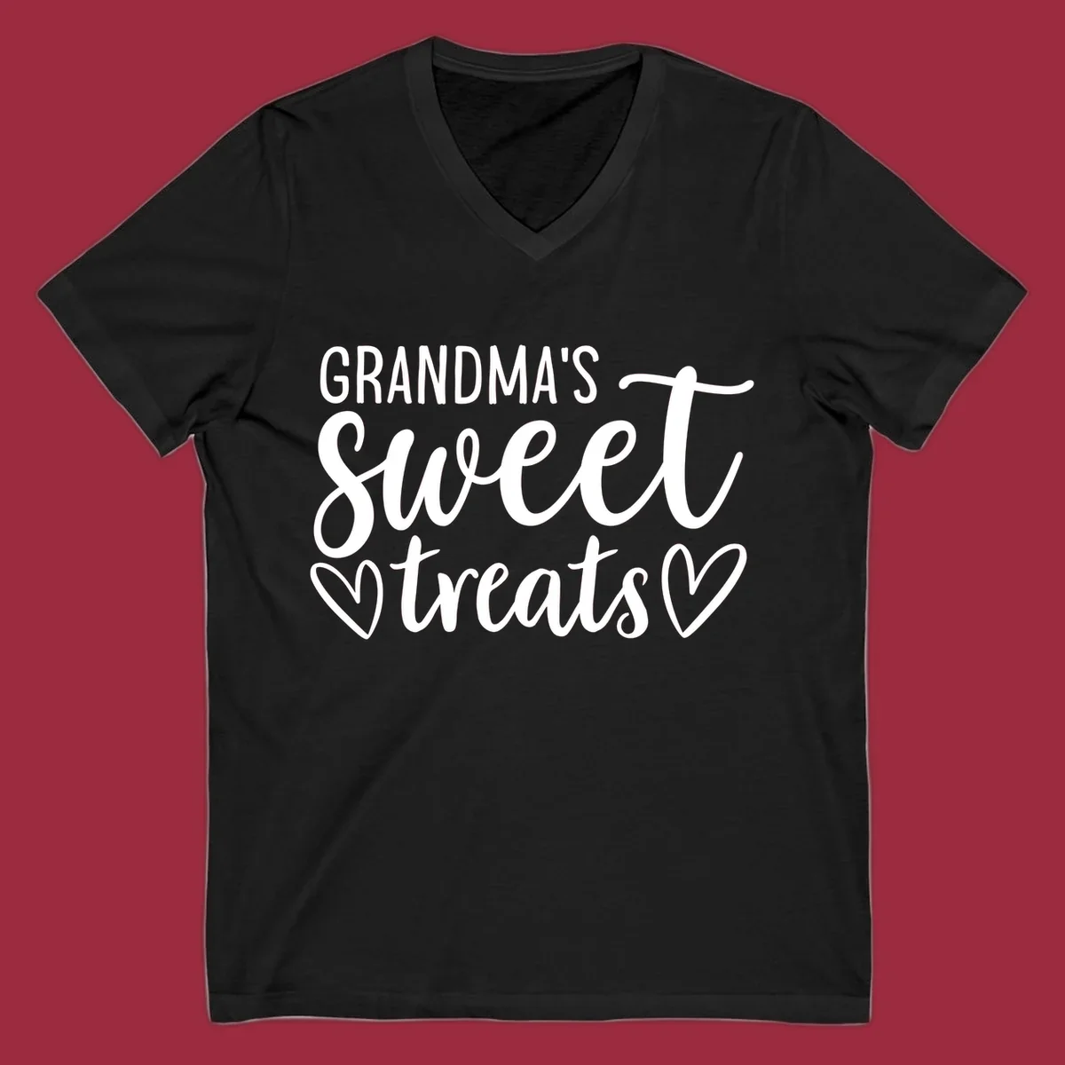 Grandma's Sweet Treats text design with heart outlines.
