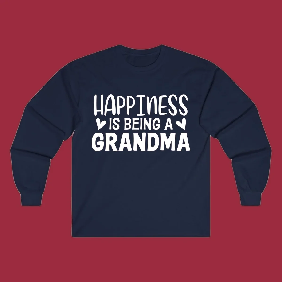 Happiness is being a grandma quote with hearts graphic.
