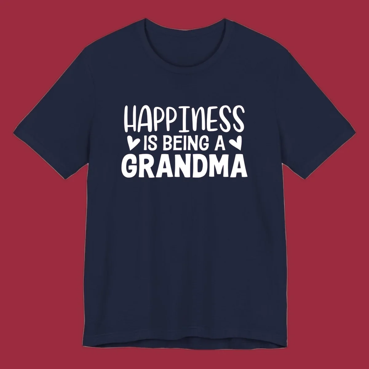 Happiness is being a grandma quote with hearts graphic.