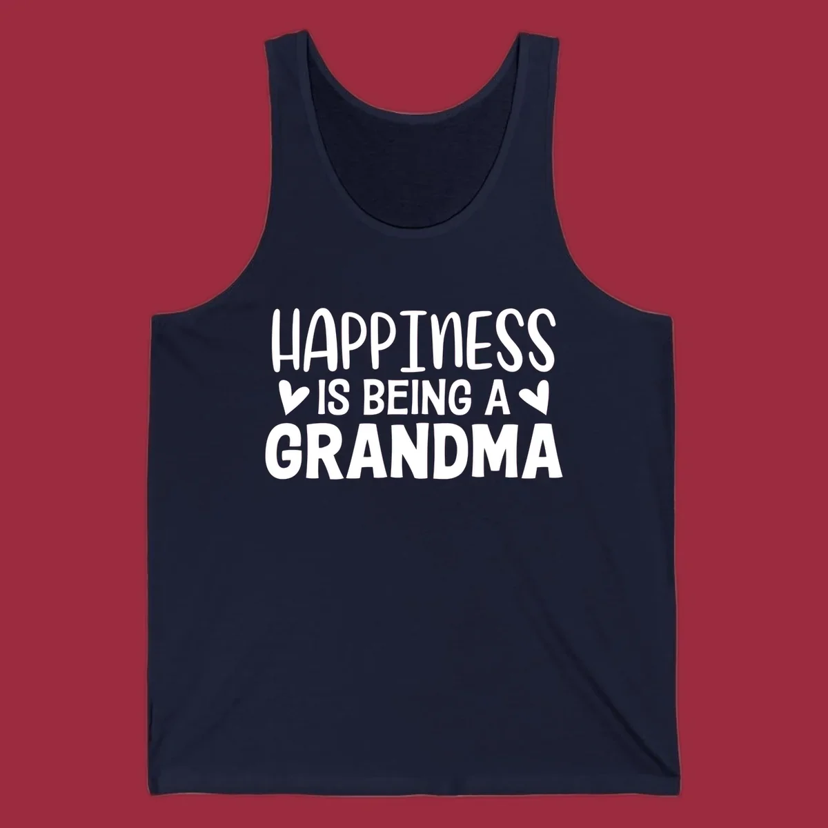Happiness is being a grandma quote with hearts graphic.