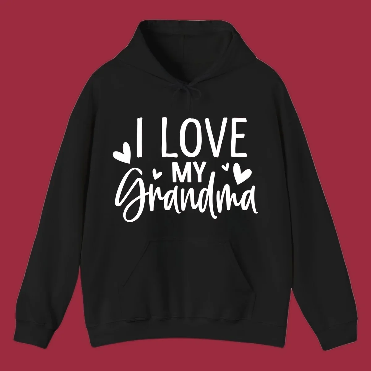 I Love My Grandma text with hearts graphic