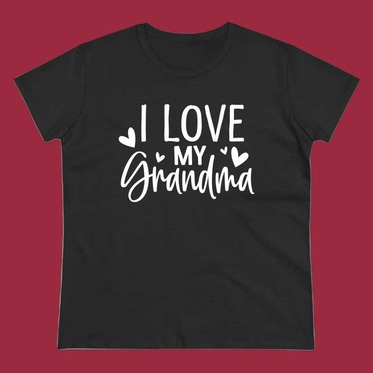 I Love My Grandma text with hearts graphic