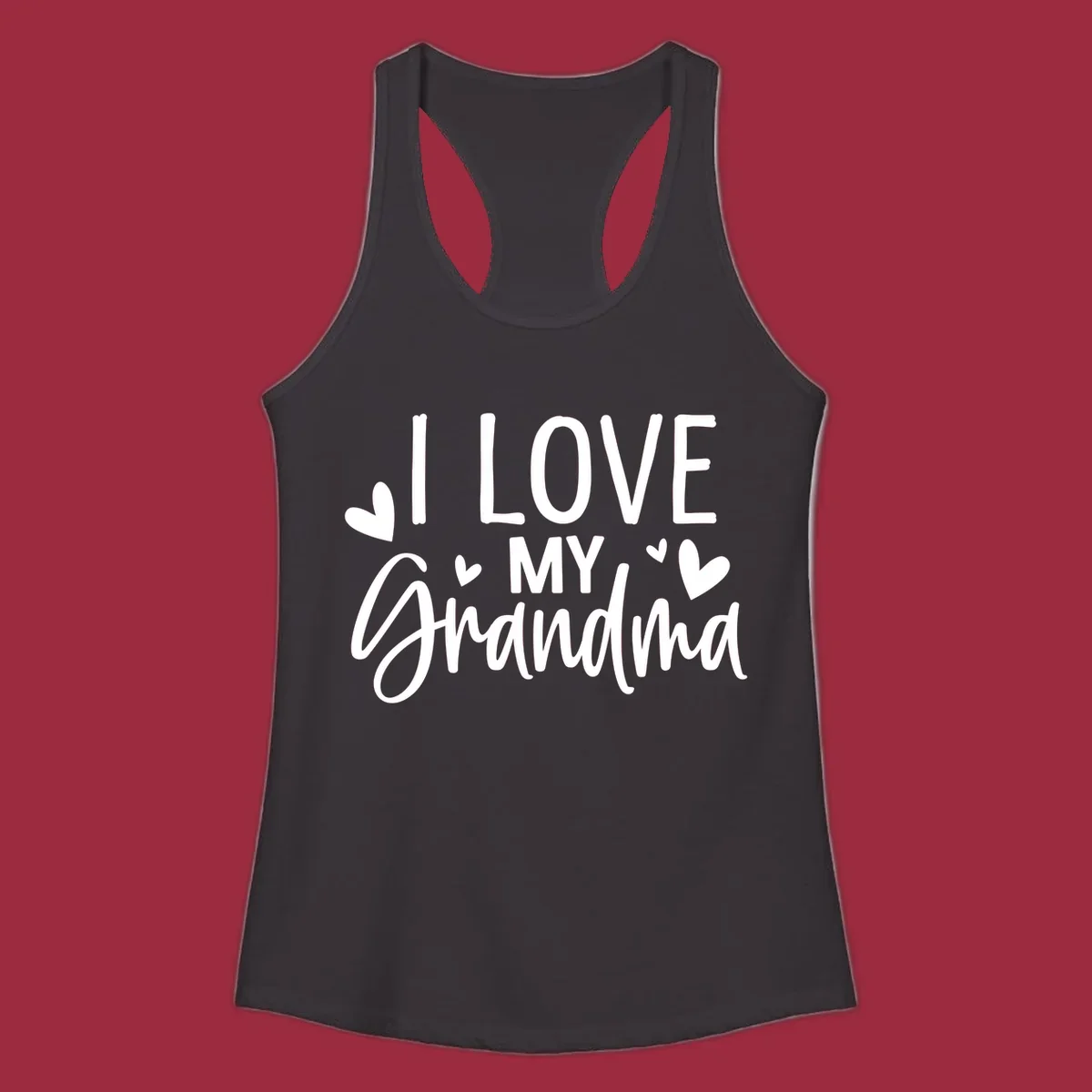 I Love My Grandma text with hearts graphic