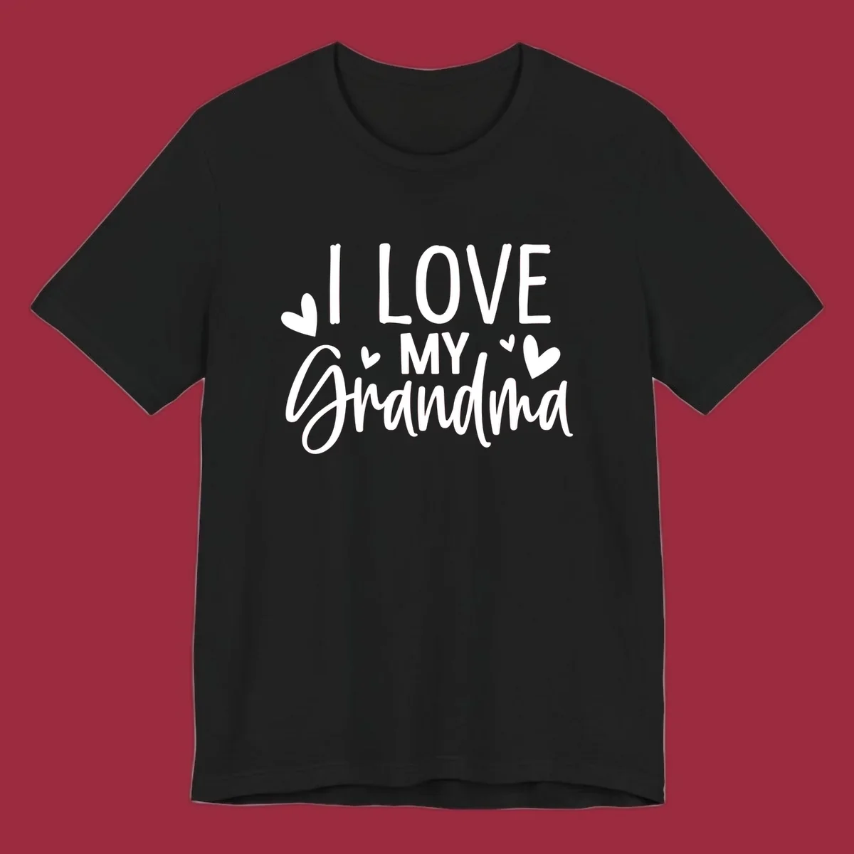 I Love My Grandma text with hearts graphic