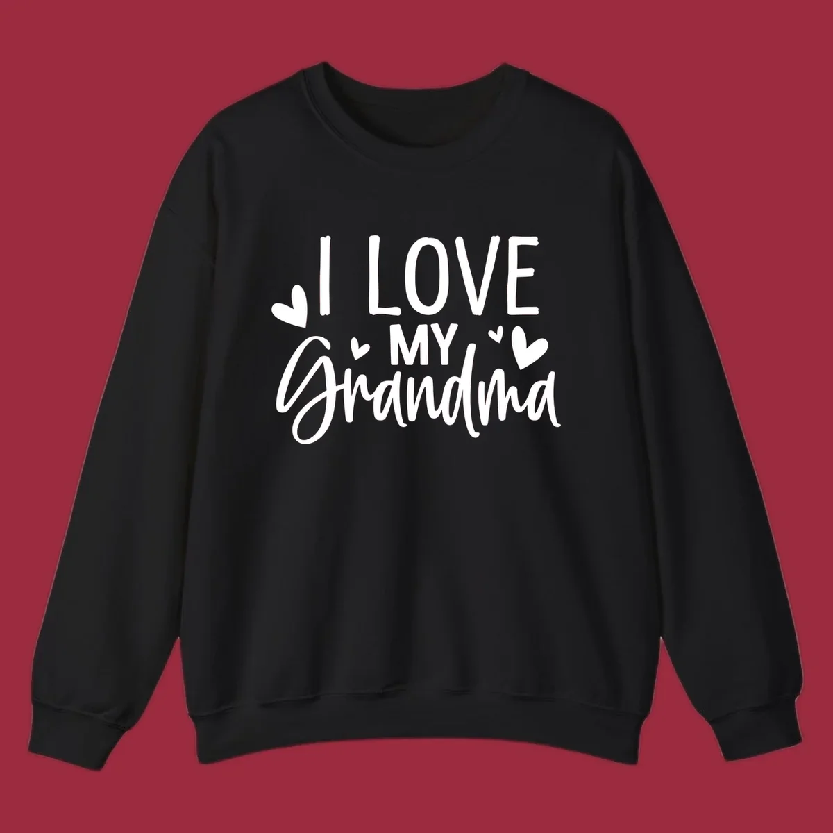 I Love My Grandma text with hearts graphic