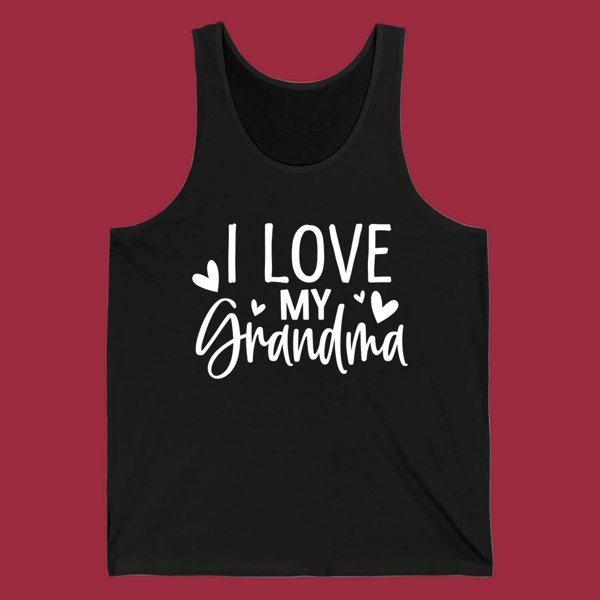 I Love My Grandma text with hearts graphic