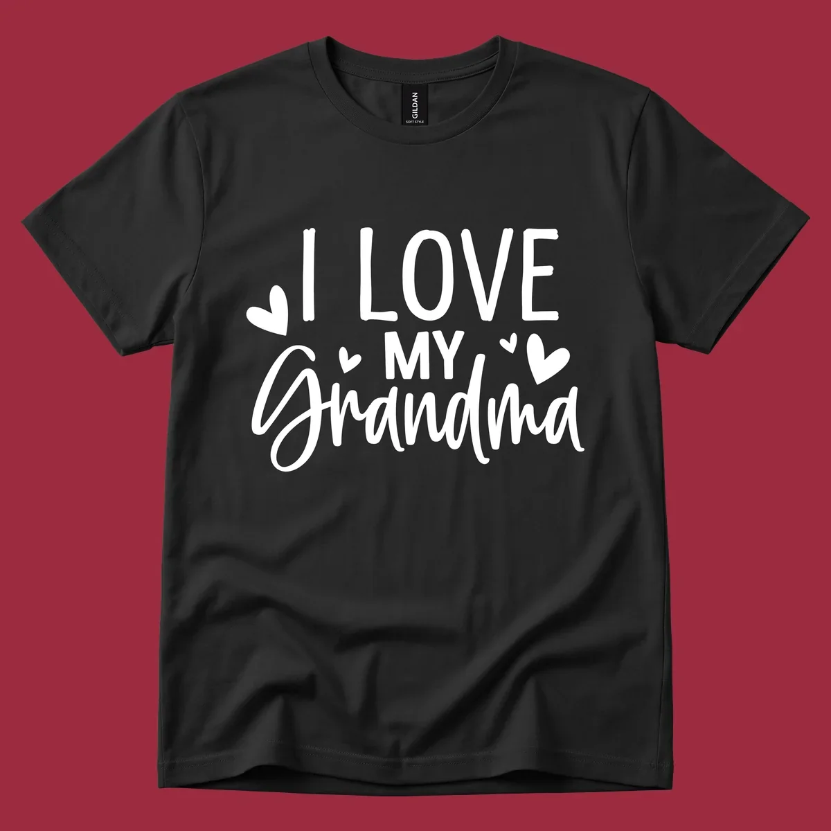 I Love My Grandma text with hearts graphic