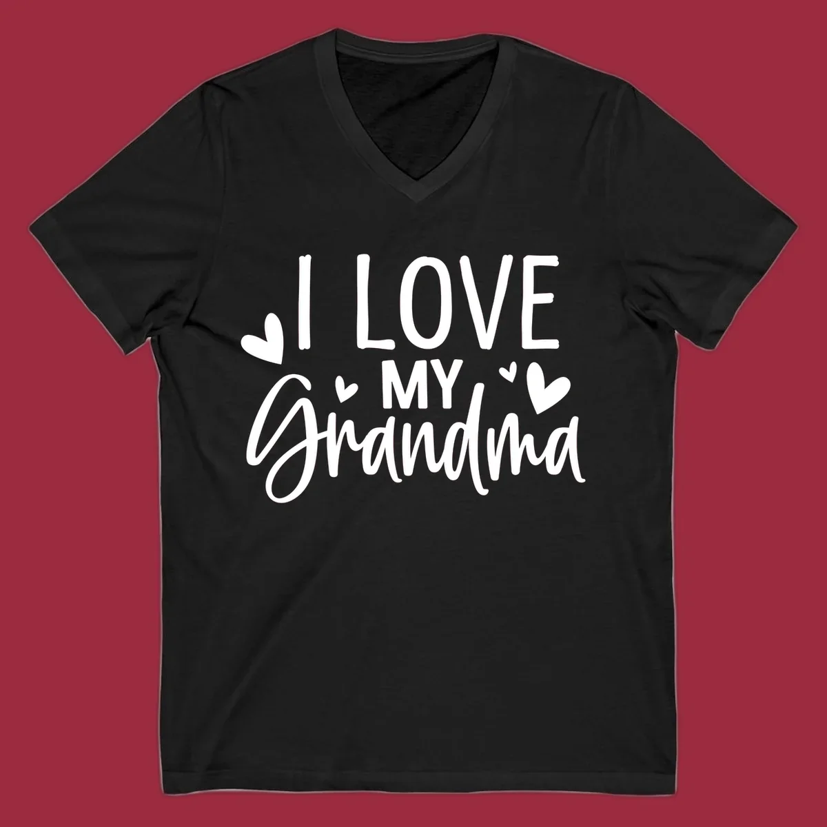 I Love My Grandma text with hearts graphic