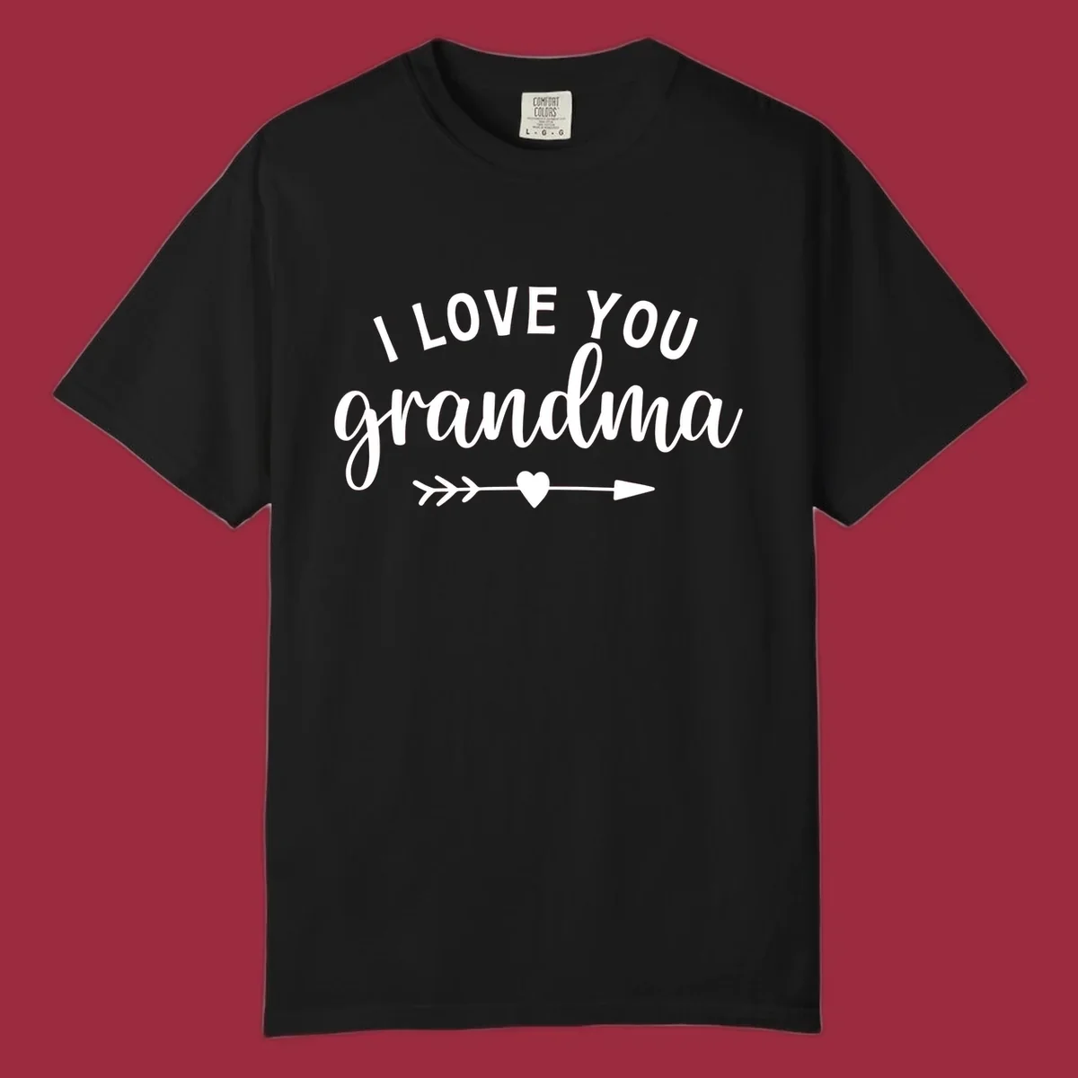 I Love You Grandma text with heart and arrow graphic