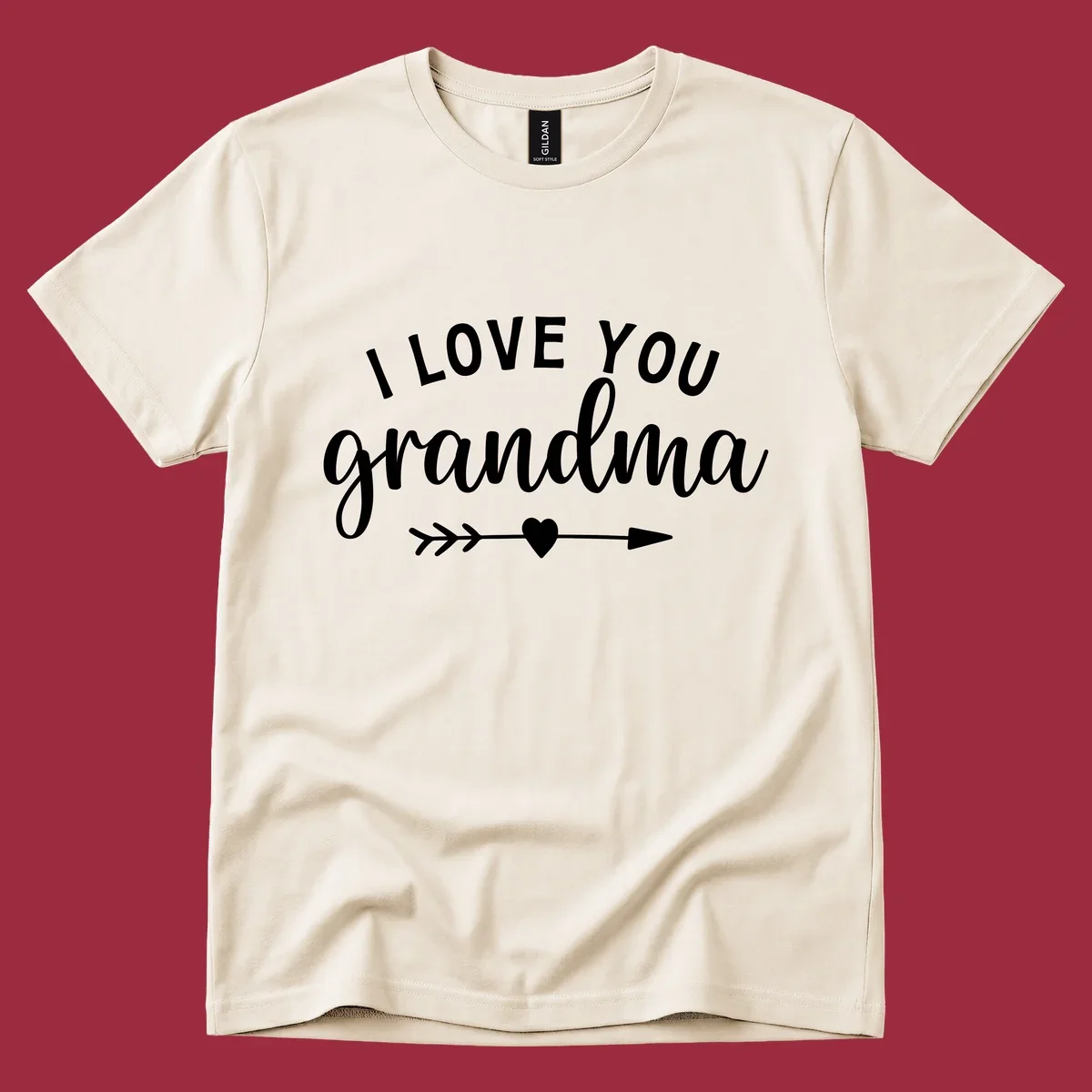 I Love You Grandma text with heart and arrow graphic
