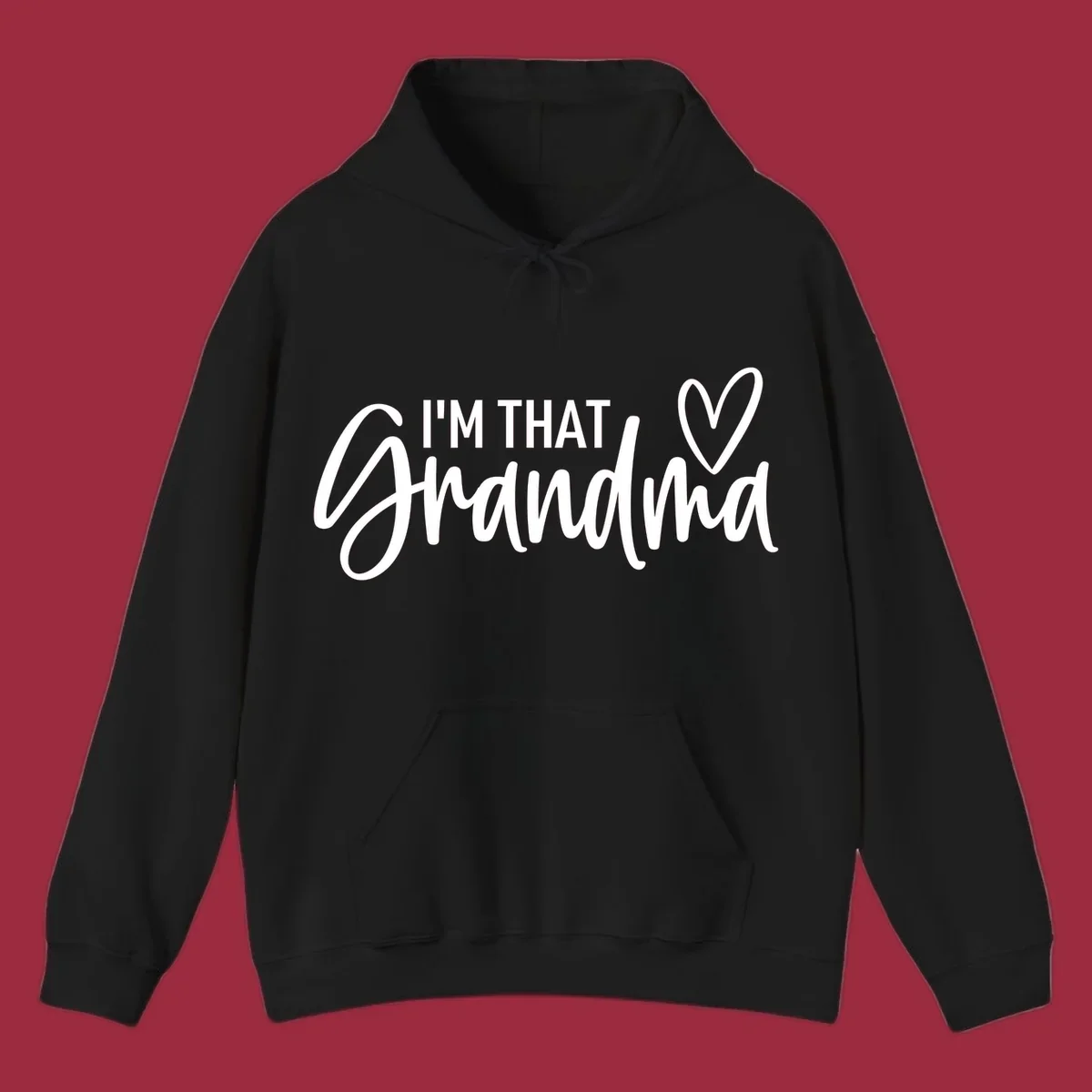 I'm That Grandma text with a heart, in white and black.