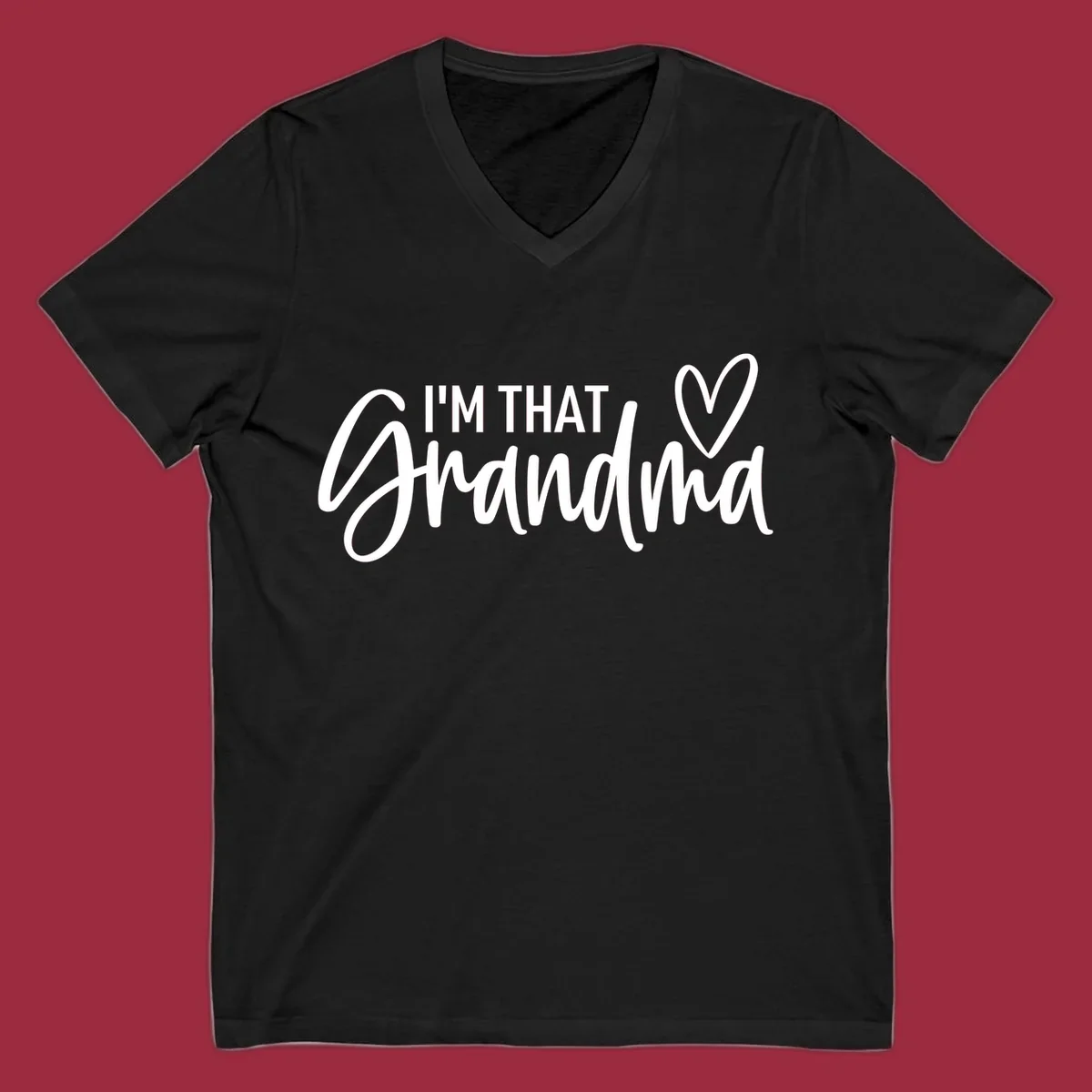 I'm That Grandma text with a heart, in white and black.