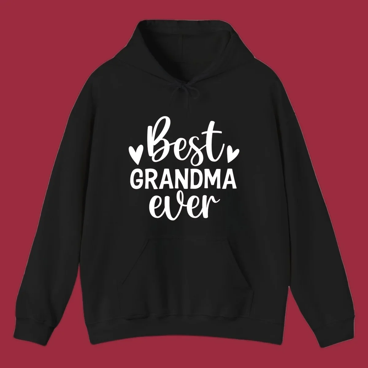 Best Grandma Ever typography design with hearts.