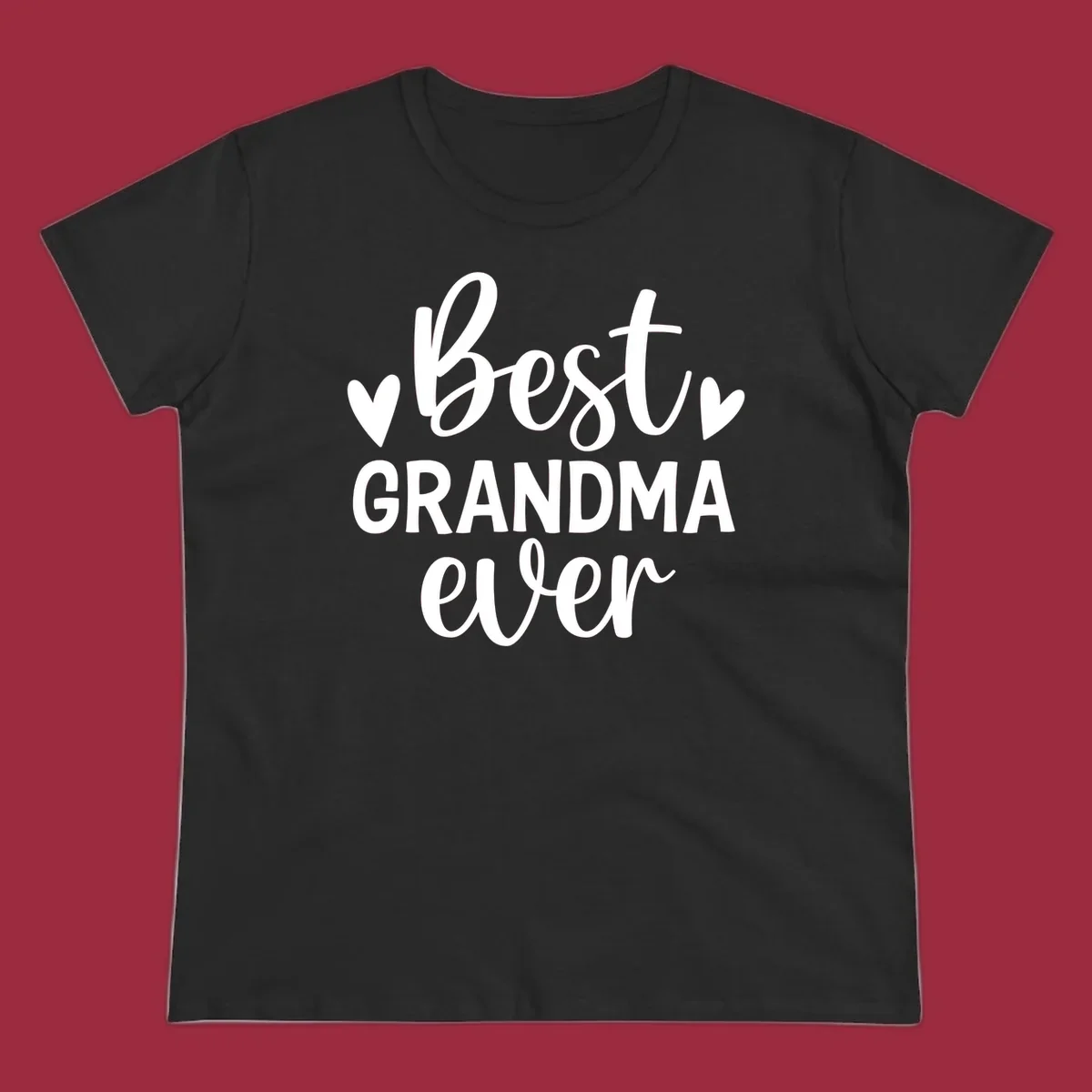 Best Grandma Ever typography design with hearts.