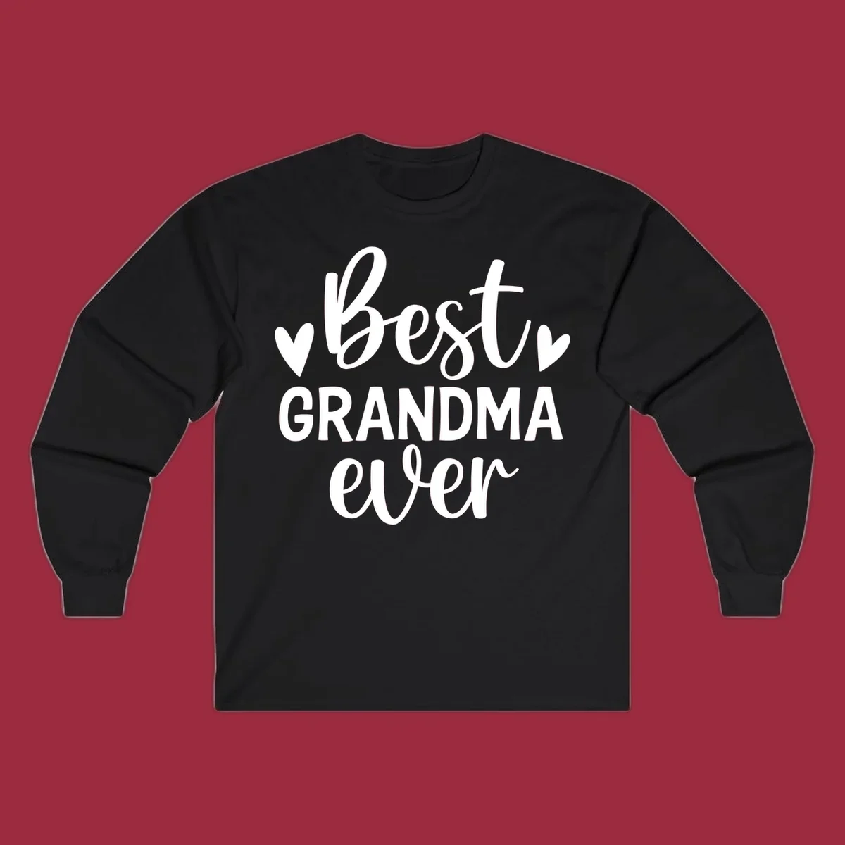 Best Grandma Ever typography design with hearts.