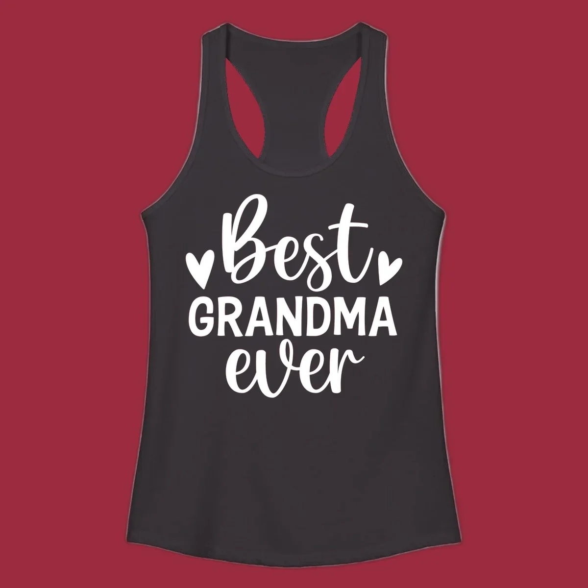 Best Grandma Ever typography design with hearts.