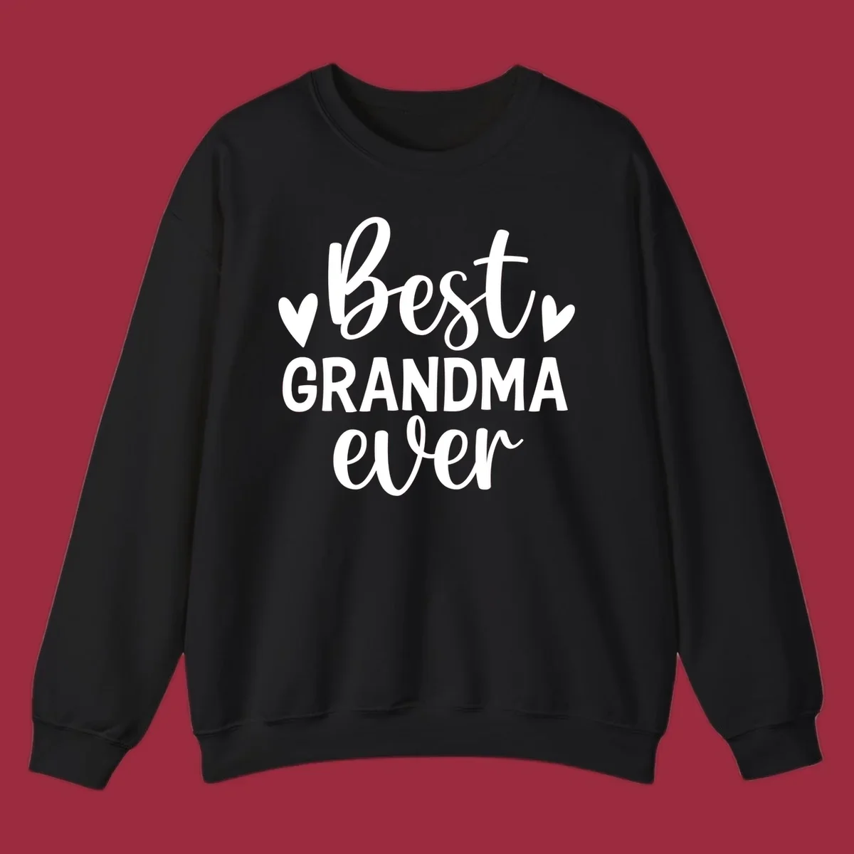 Best Grandma Ever typography design with hearts.