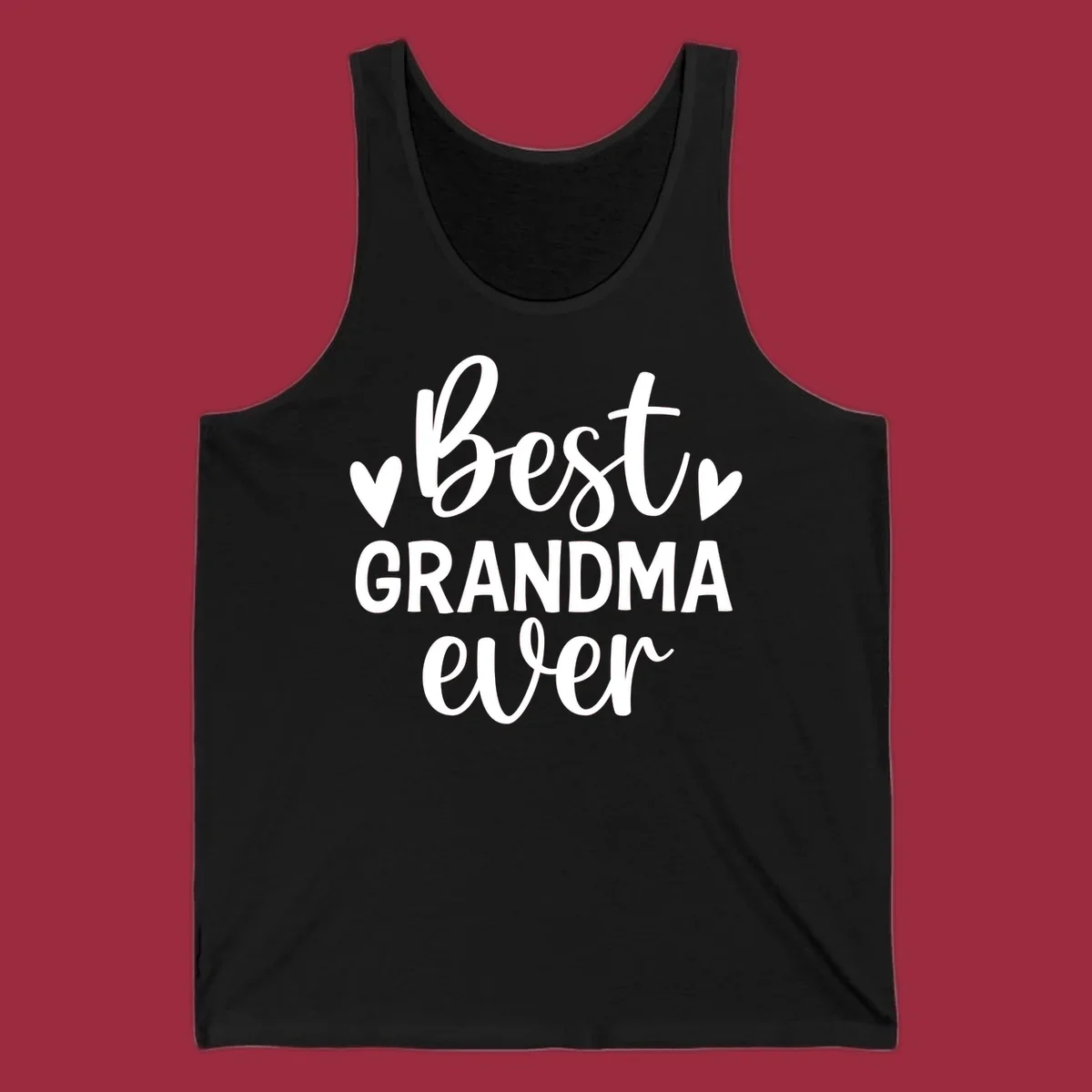 Best Grandma Ever typography design with hearts.