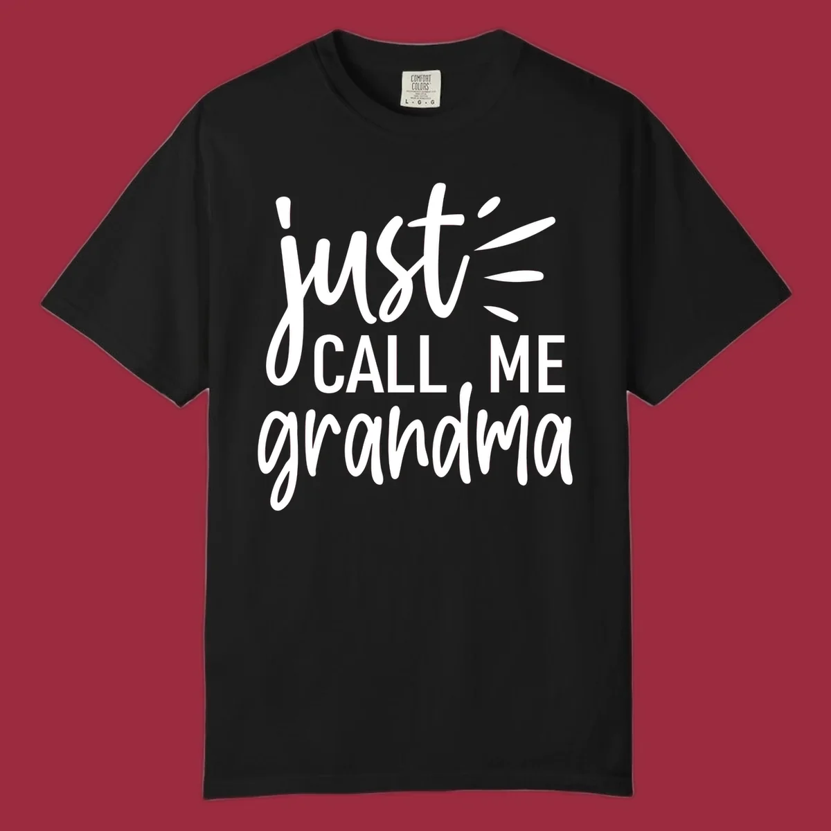 Call me grandma typography design with script and block fonts.