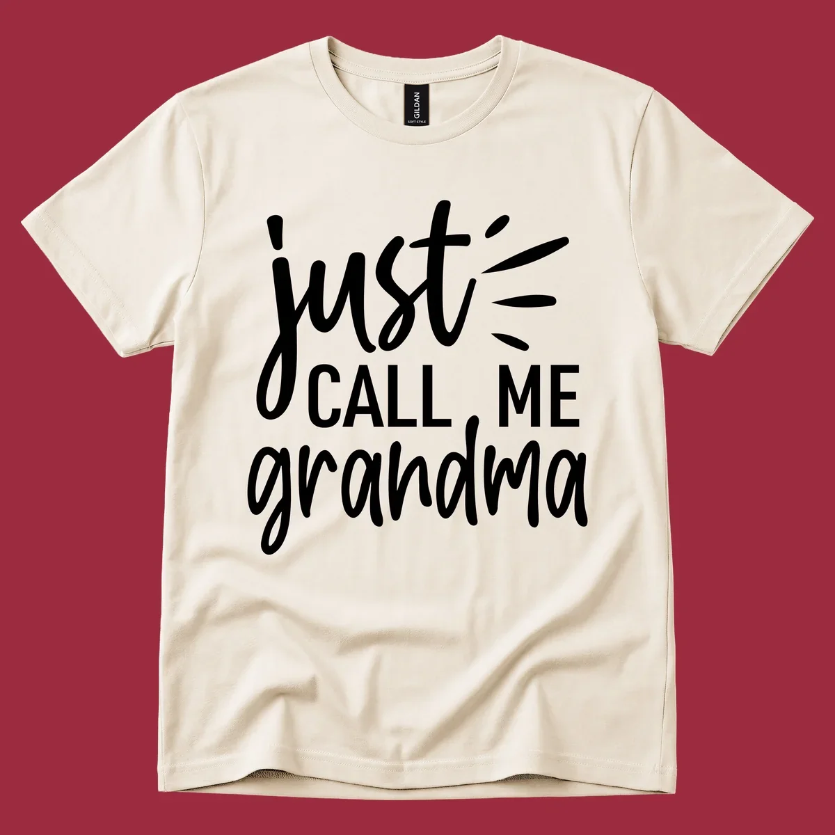 Call me grandma typography design with script and block fonts.