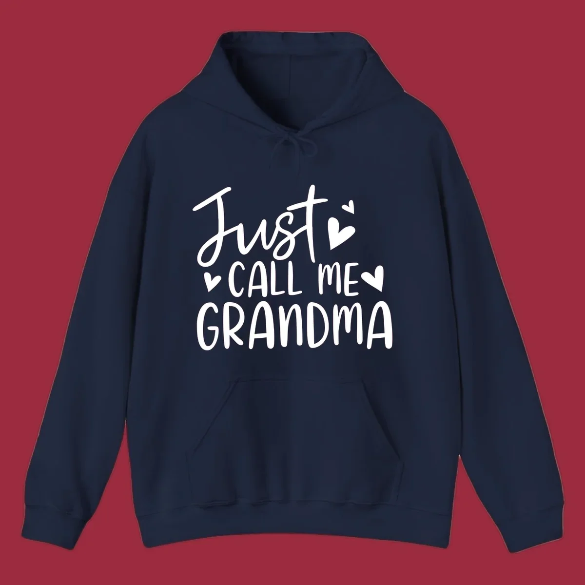 Just Call Me Grandma text with hearts graphic.