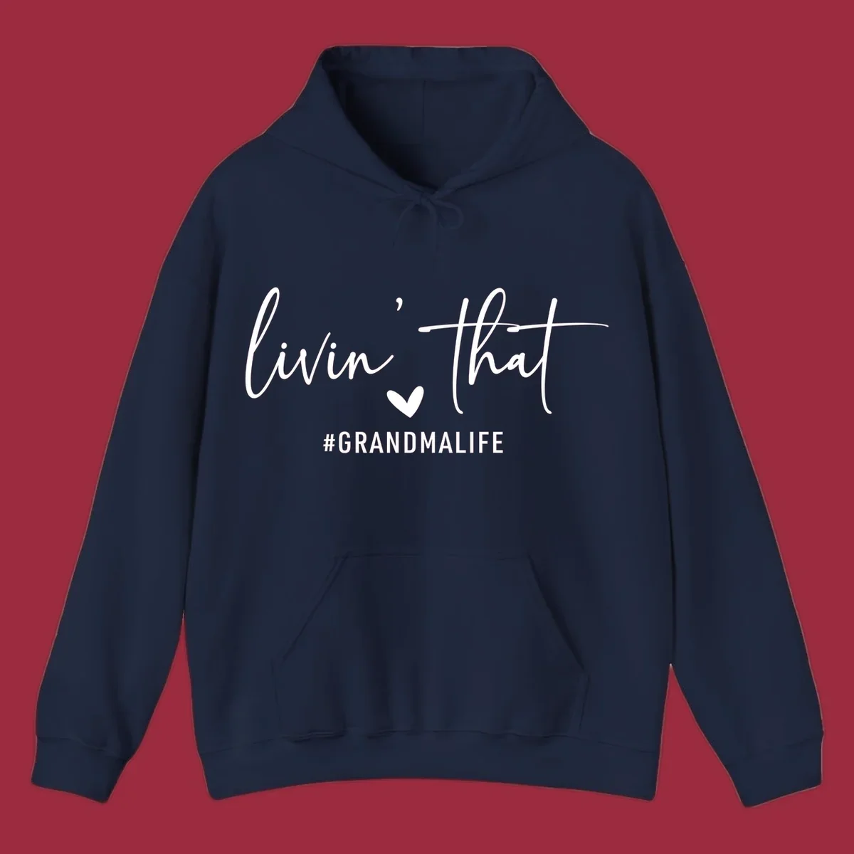 Livin' That Grandma Life text and heart graphic. Primary keyword root: grandma-life.