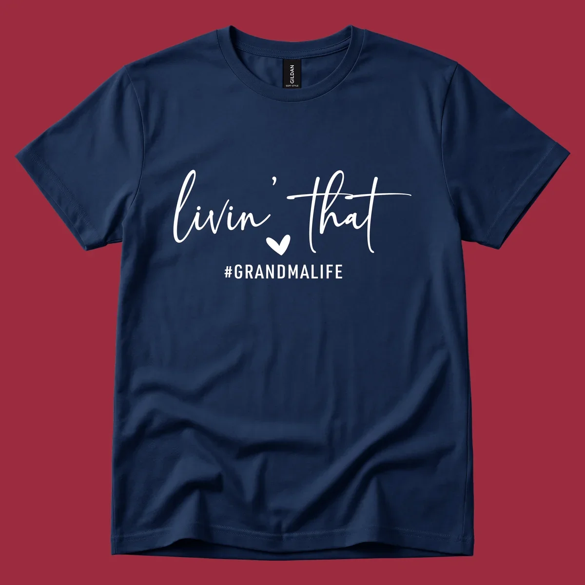 Livin' That Grandma Life text and heart graphic. Primary keyword root: grandma-life.