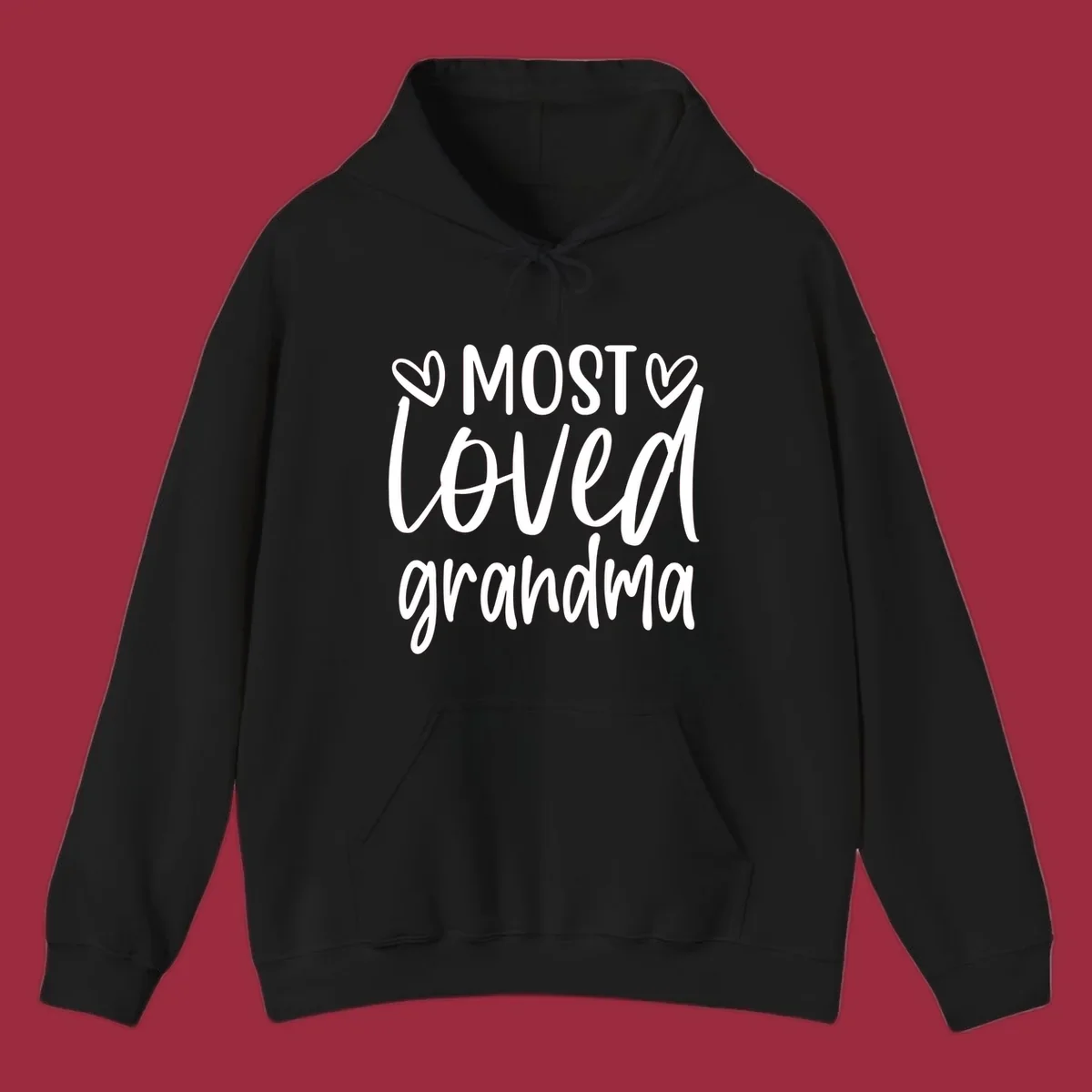 Most loved grandma typography design with hearts.