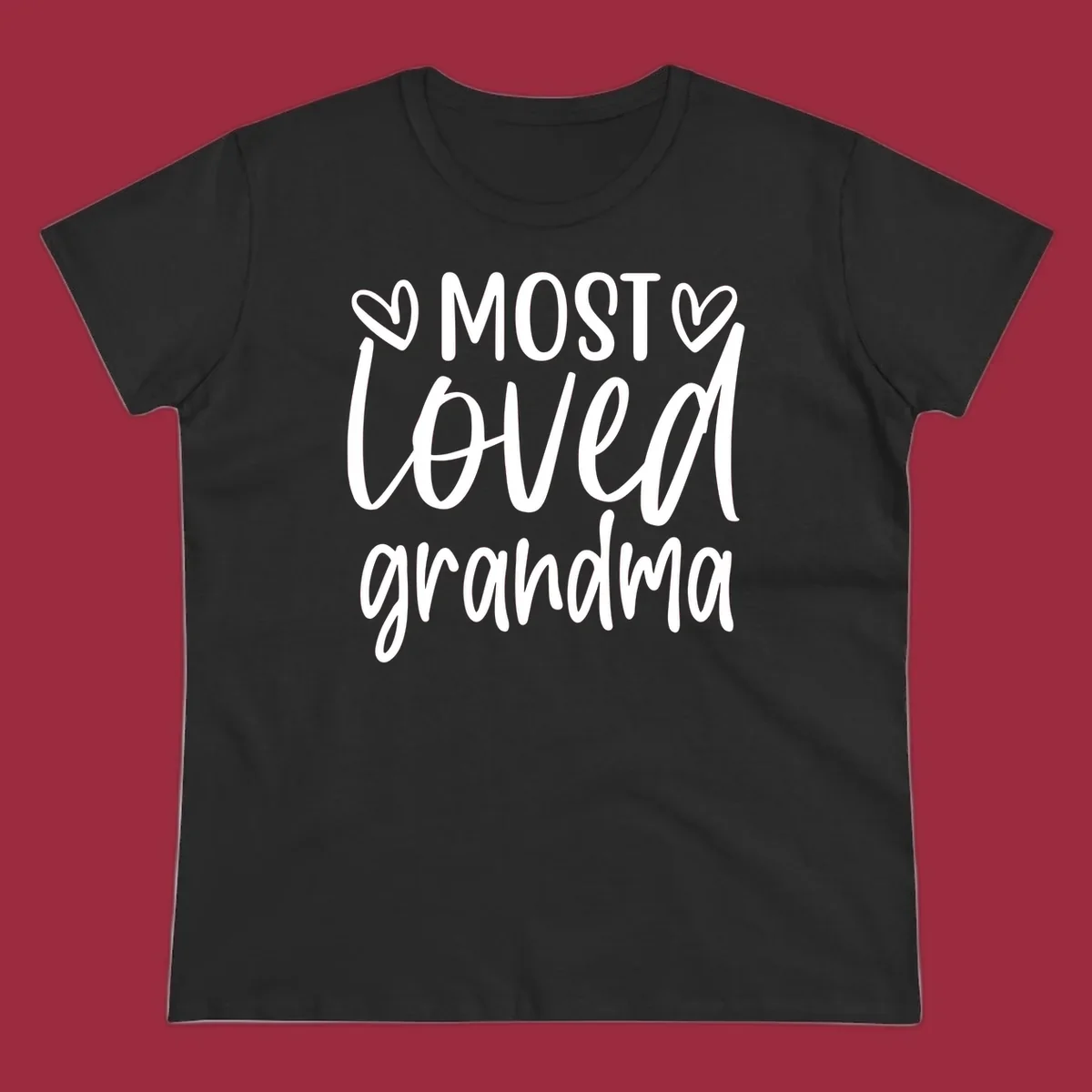 Most loved grandma typography design with hearts.