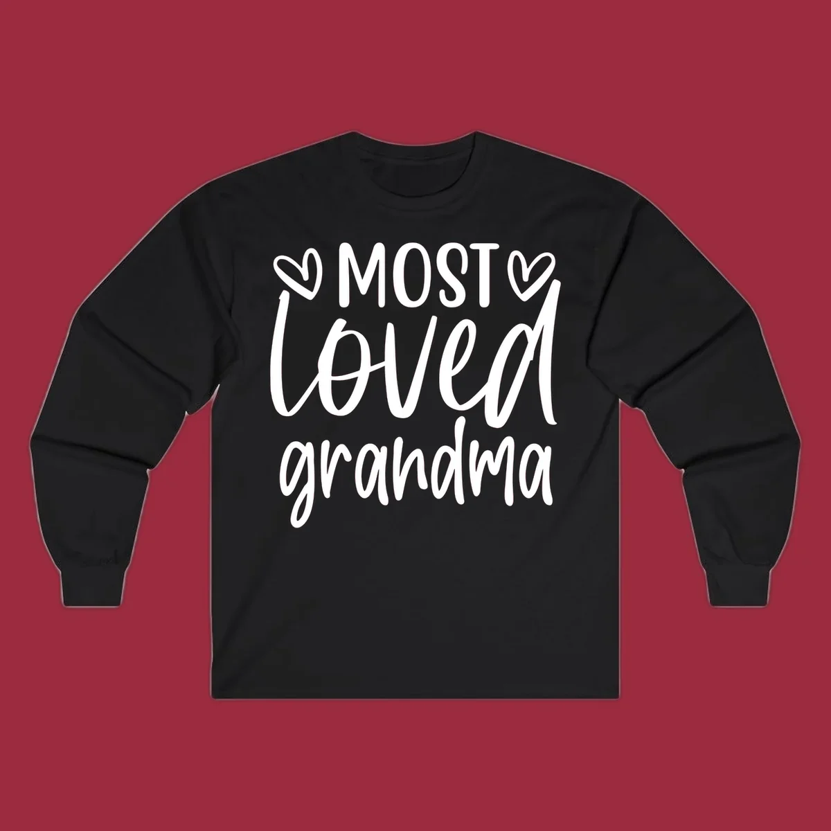 Most loved grandma typography design with hearts.
