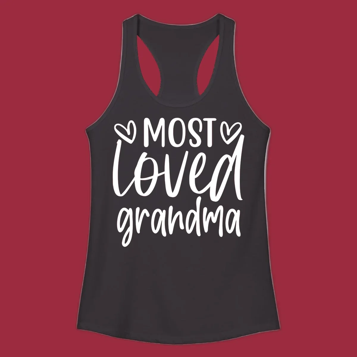 Most loved grandma typography design with hearts.