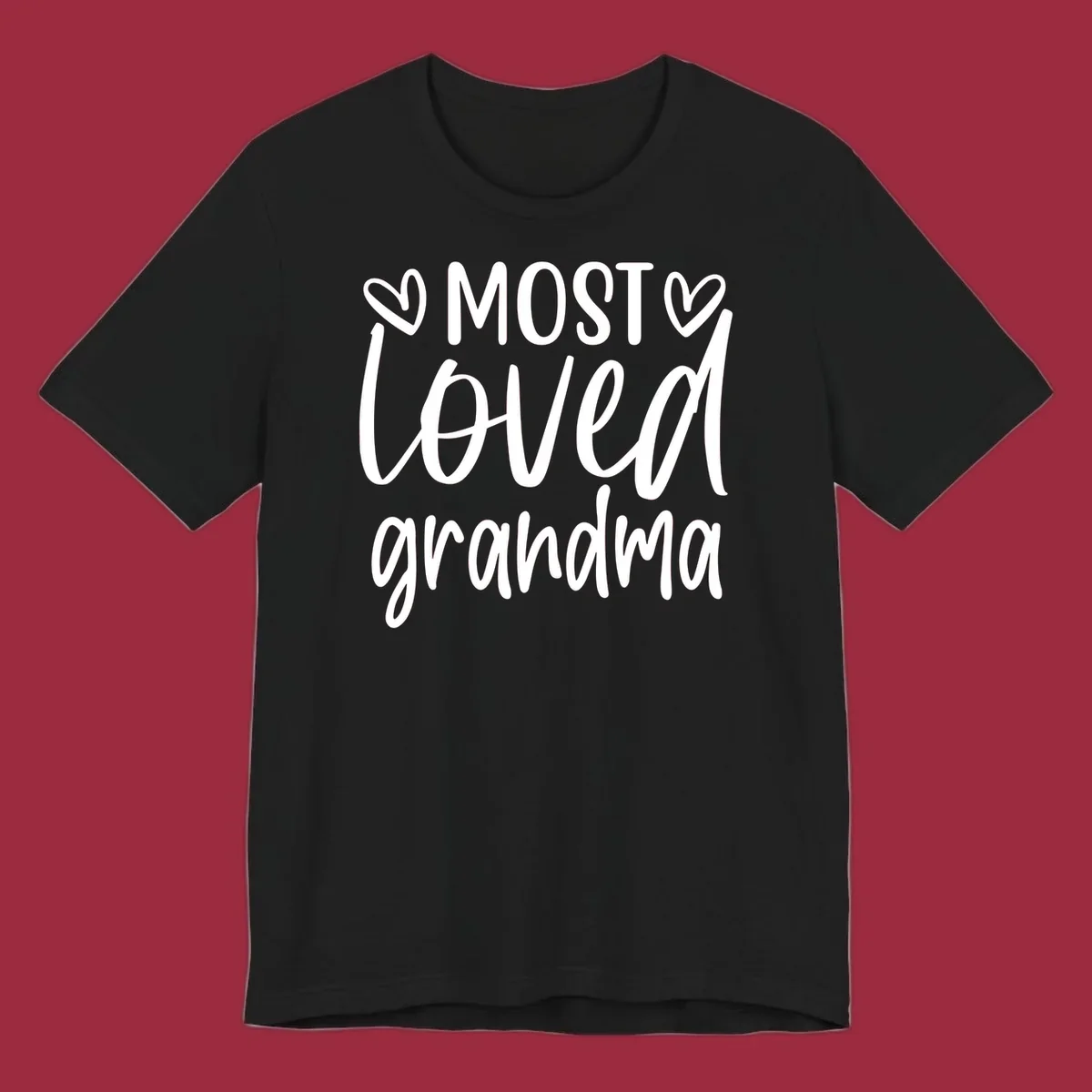 Most loved grandma typography design with hearts.