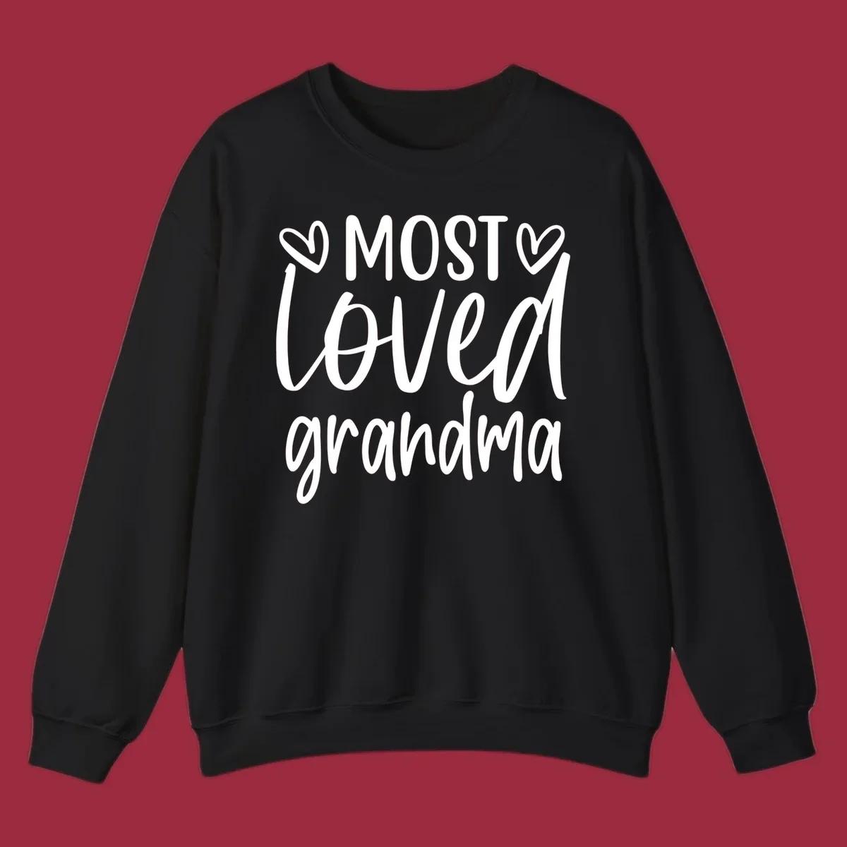 Most loved grandma typography design with hearts.