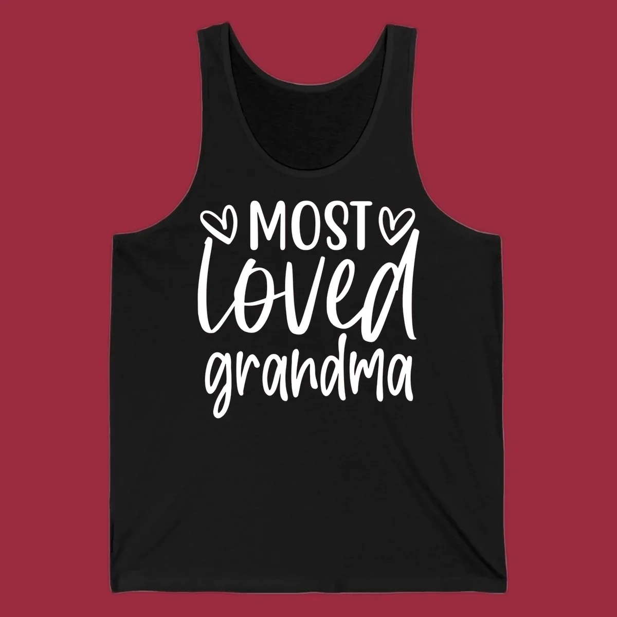 Most loved grandma typography design with hearts.