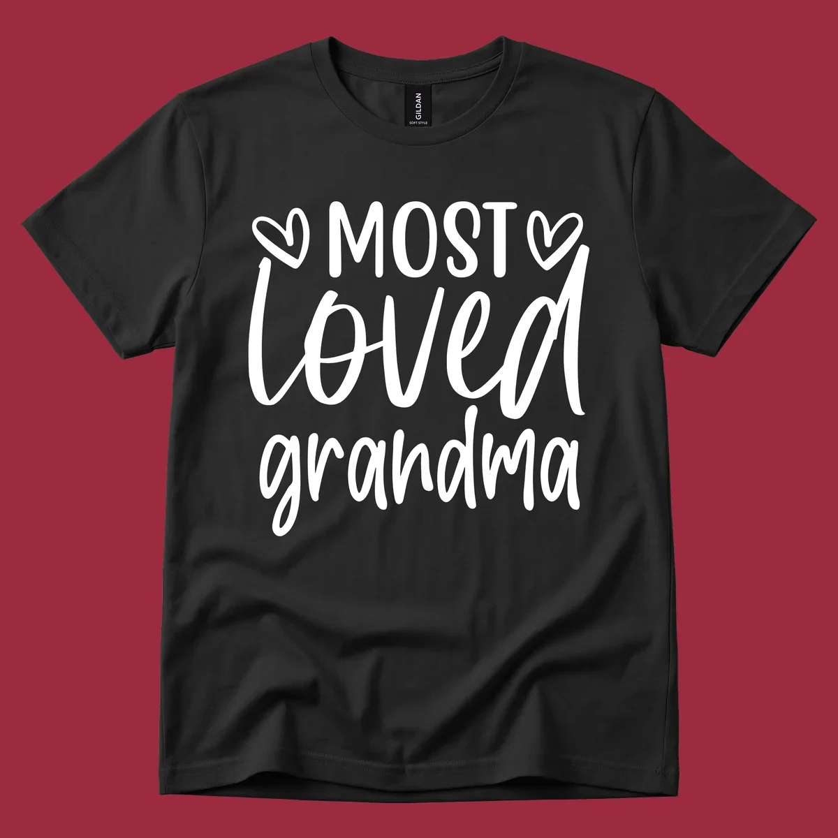 Most loved grandma typography design with hearts.