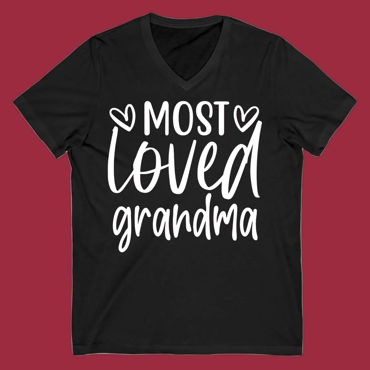 Most loved grandma typography design with hearts.