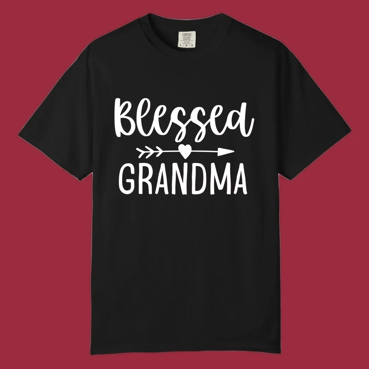 Blessed Grandma text with arrow and heart graphic