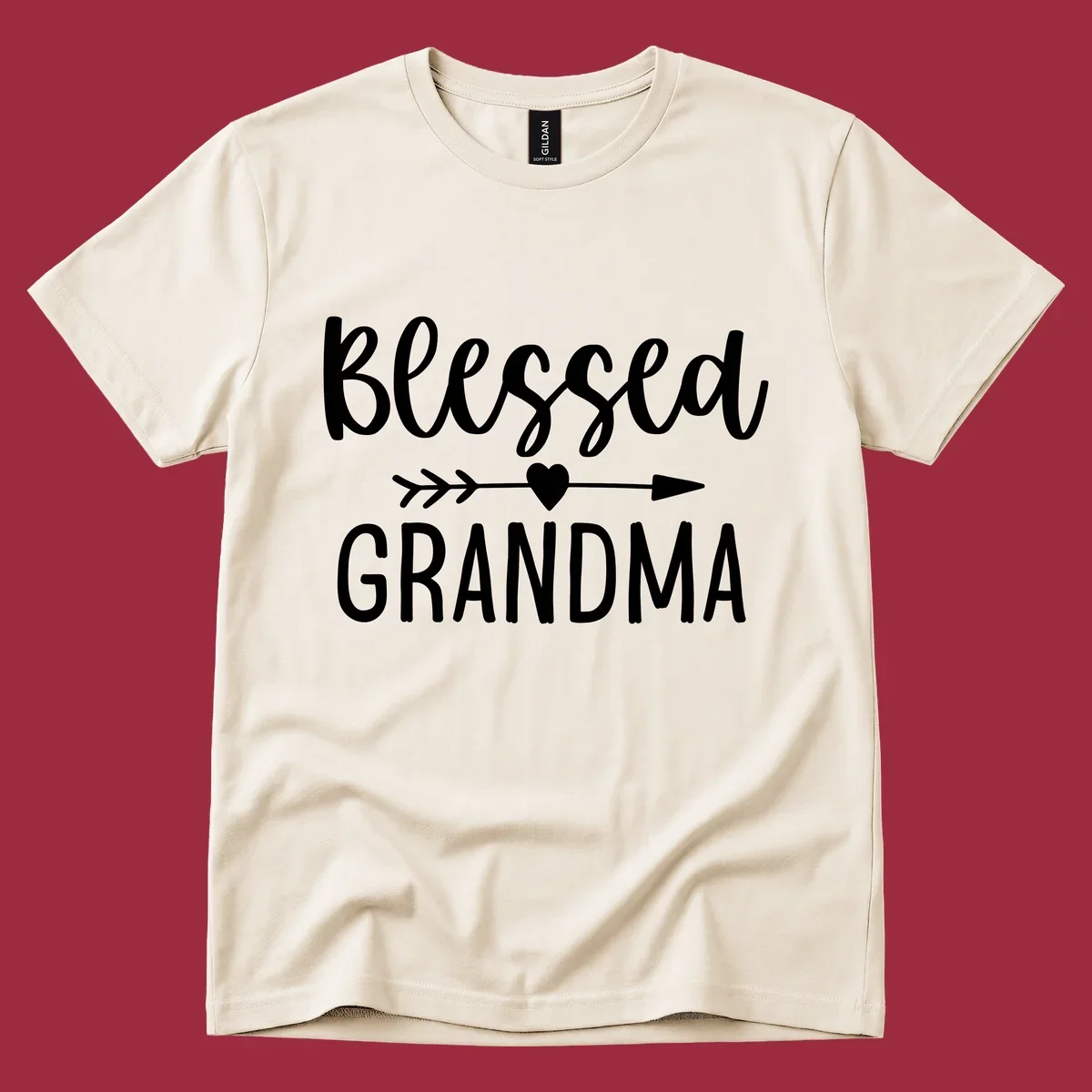 Blessed Grandma text with arrow and heart graphic