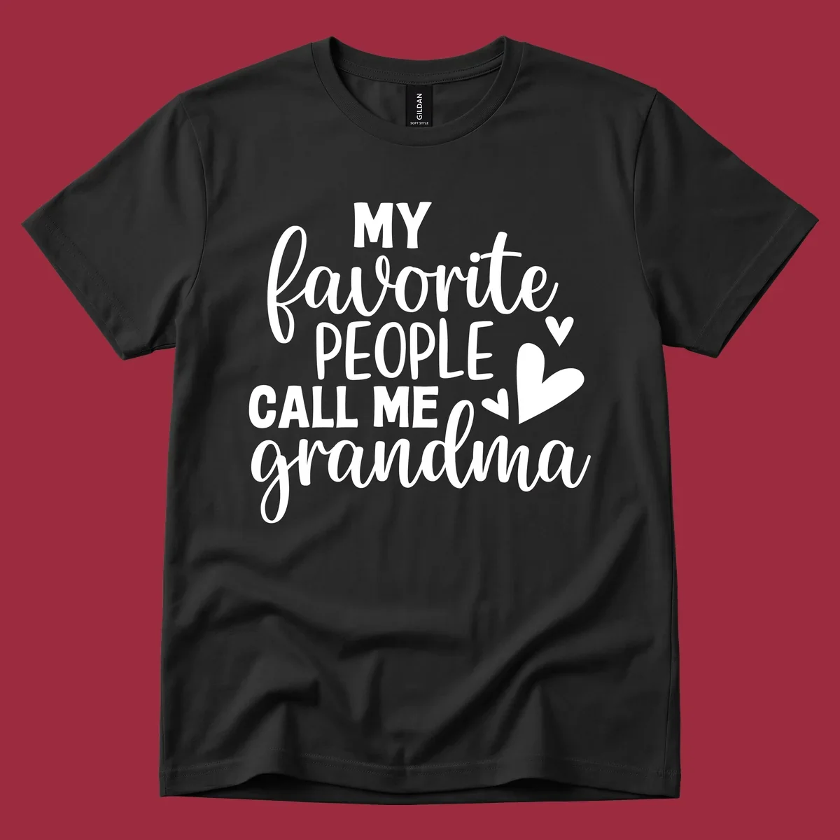 My favorite people call me grandma text and hearts design
