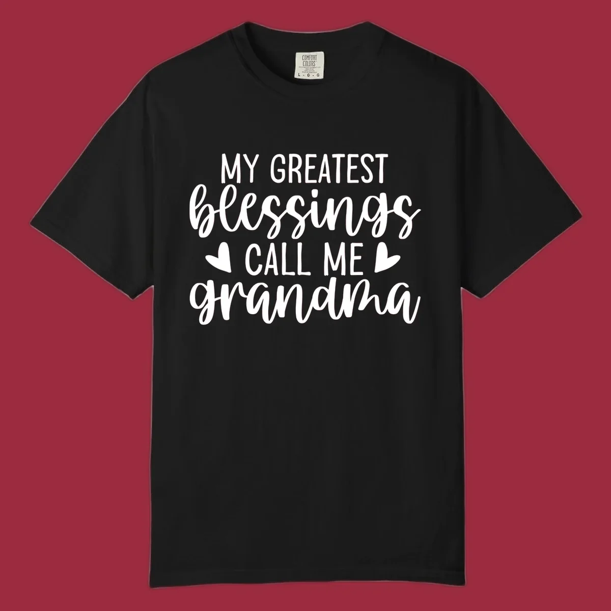 Grandma blessings quote typography design with hearts.