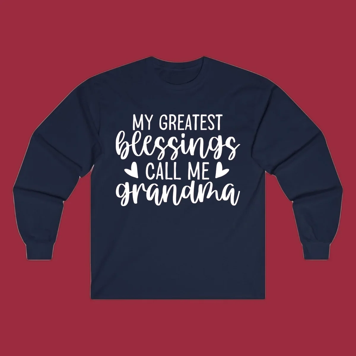 Grandma blessings quote typography design with hearts.